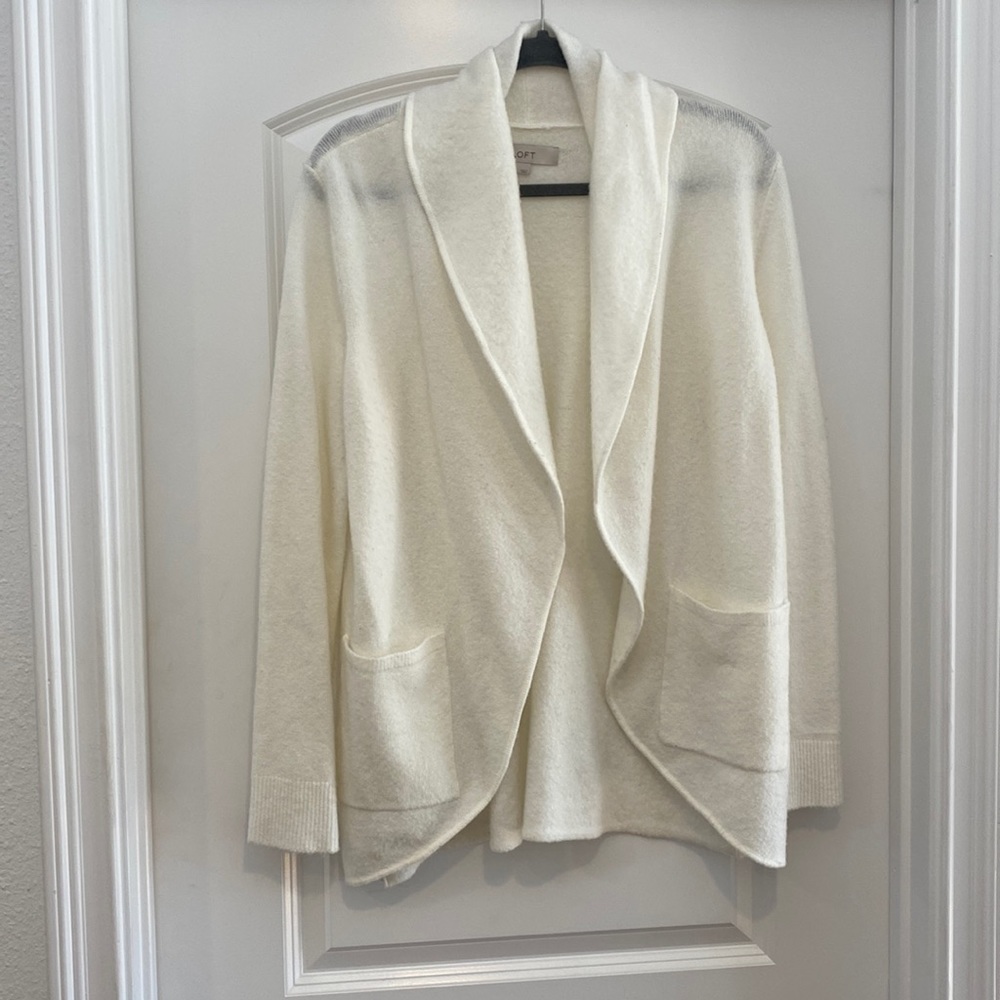 Winter white shawl collar sweater